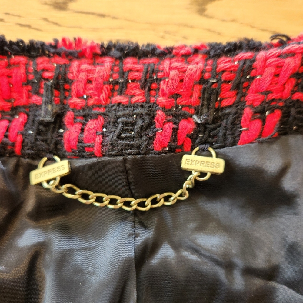 Express Tweed Houndstooth Snap Front Jacket - image 8